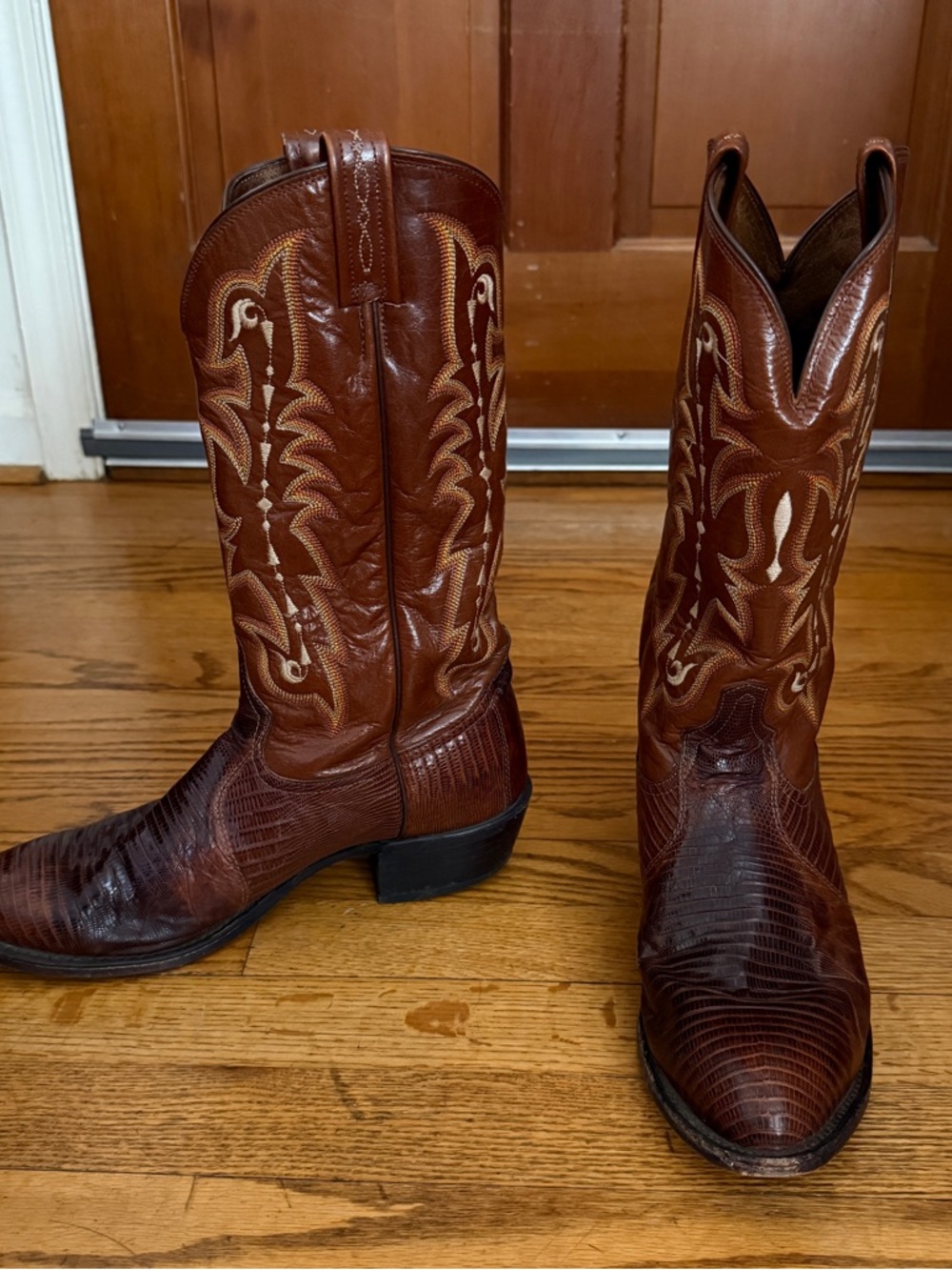 Men's Brown Tony Lama Lizard Boots Sz 10